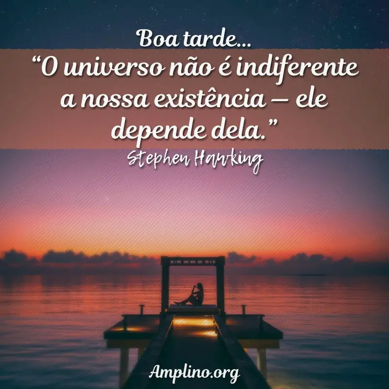 Boa tarde… “O universo não é indiferente a nossa existência — ele depende dela.” - Stephen Hawking