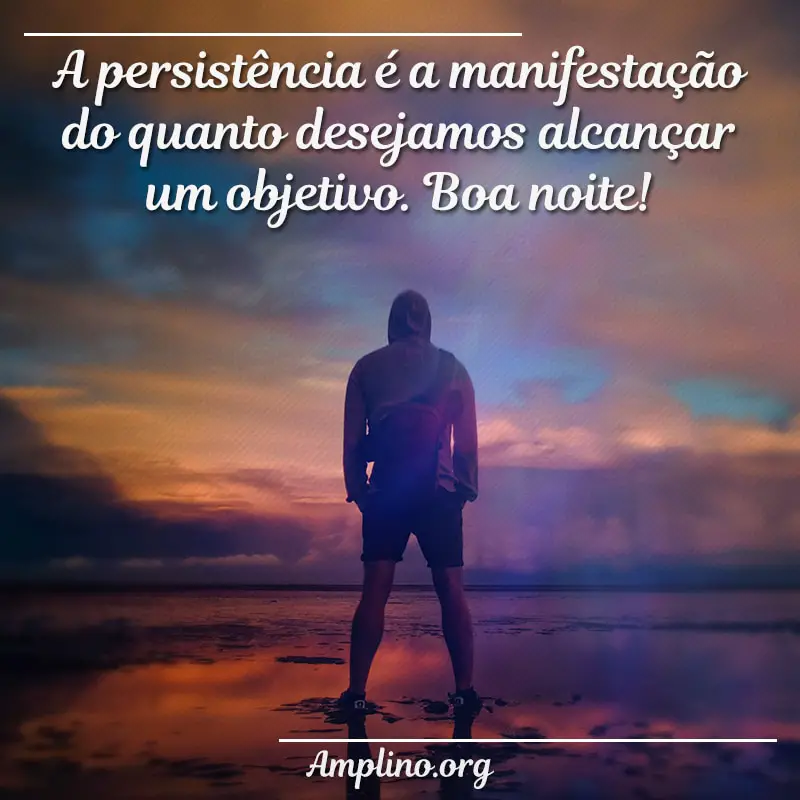 A persistência é a manifestação do quanto desejamos alcançar um objetivo. Boa noite!